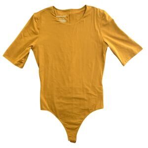 Everlane Supima Cotton Blend Dark Gold Short Sleeve Bodysuit Size M